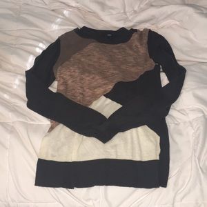 Black, brown, and white sweater